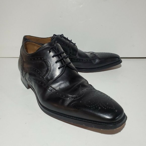 Magnanni Sergio Wingtip Oxford Dress Shoes Black Calfskin Leather 13974 Sz 9 M main image 4